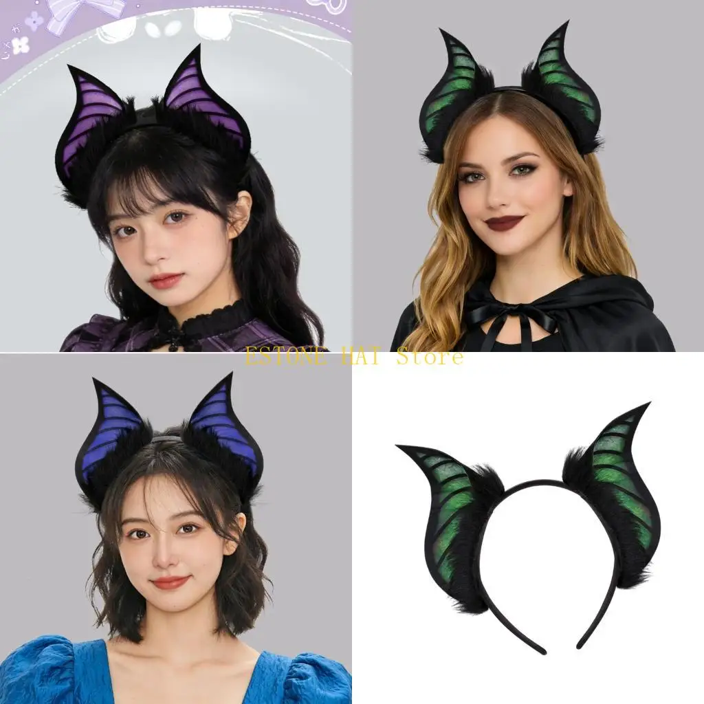 

49MF Furry Plush Bat Ear Headband For Adult Kids Cosplay Party Gathering Costume Accessories Hairhoop for Various Occasion