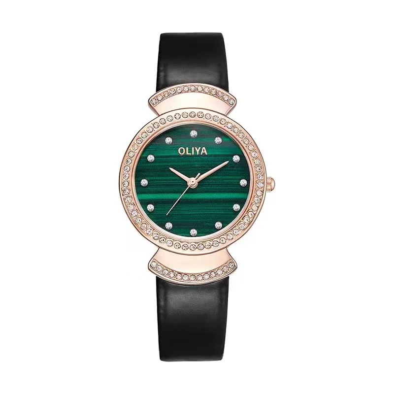 Peacock green women's watch fashion peacock open screen series high-end steel belt soft leather diamond Elegant woman watch