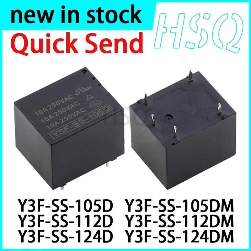 2PCS Novo Relé Y3F-SS-105D 112D 124D 105DM 112DM 124DM 4/5 pinos 10A