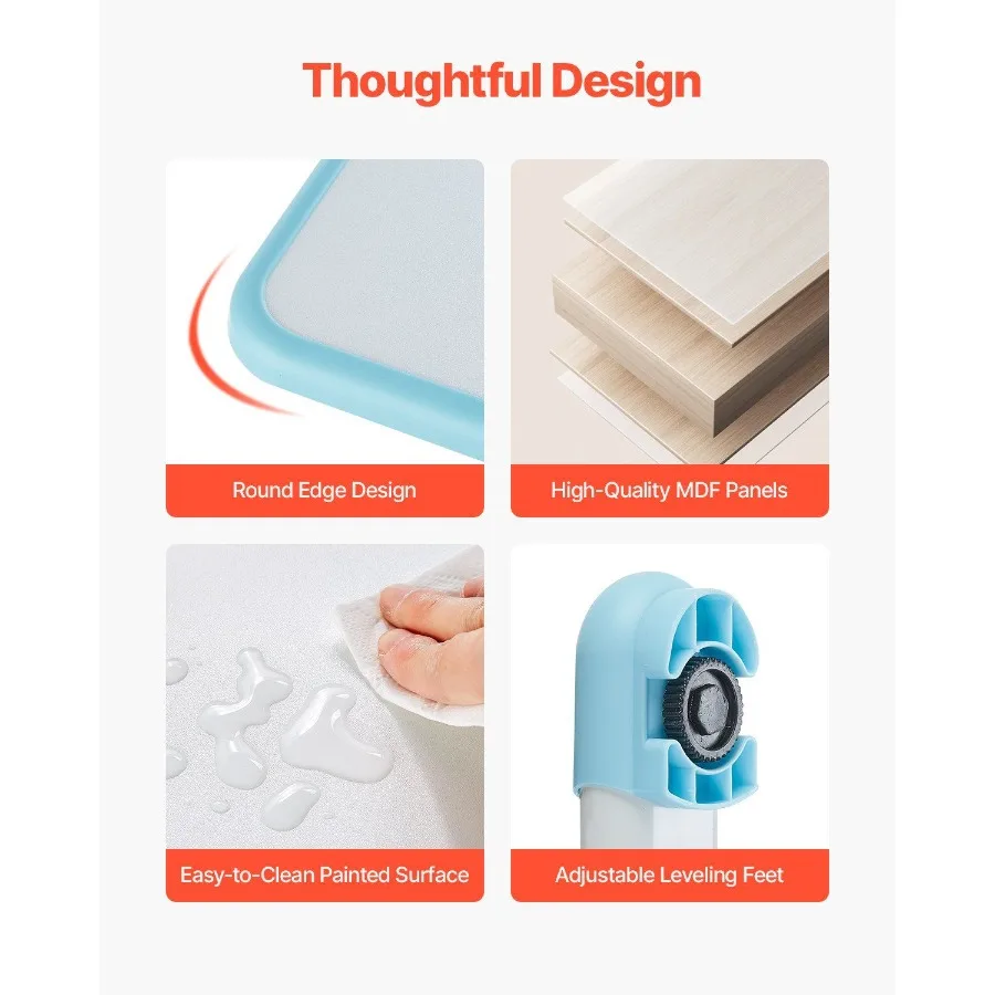 طقم كرسي مكتب دراسة VEVOR مكتب دراسة وكرسي مع رف كتب ودرج تخزين ارتفاع قابل للتعديل و0-40 °   مائل دي