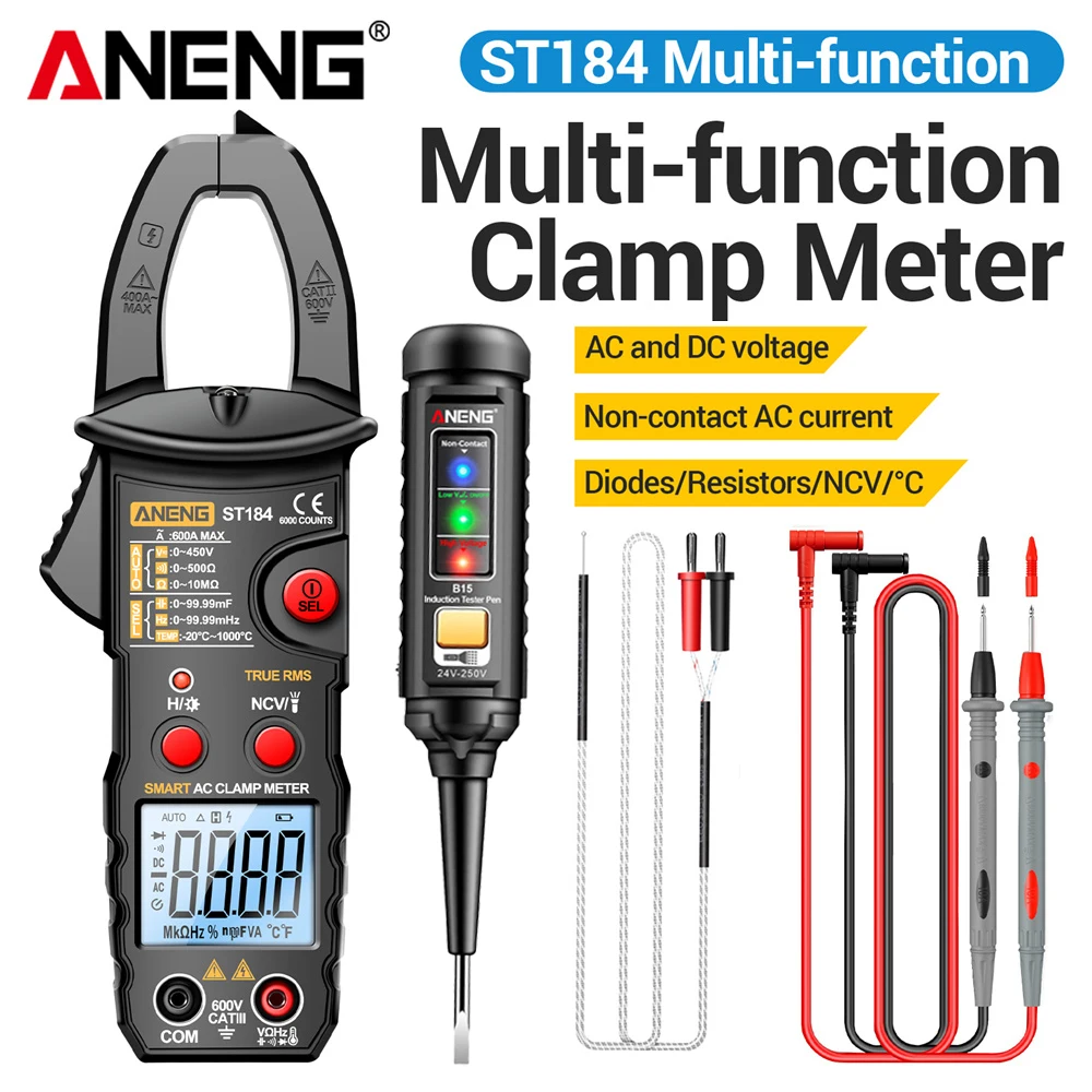 Digital Clamp Multimeter Detector  AC 30-1000V Voltage Detector Meter 6000 Count NCV Voltage Tester Diagnostic Breakpoint Finder