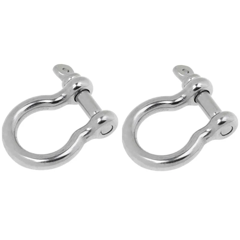 2Pcs Boat 304 Stainless Steel 5mm Buckle Ring Bow Anchor Shackle Chain Rigging Captive Pin For Yacht/Canoe/Speedboat Accessories