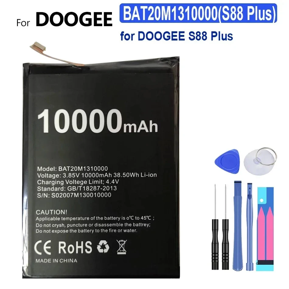 

Mobile Phone Battery for DOOGEE S88 Plus 10000mAh High Capacity Long Standby Time BAT20M1310000 Batteria