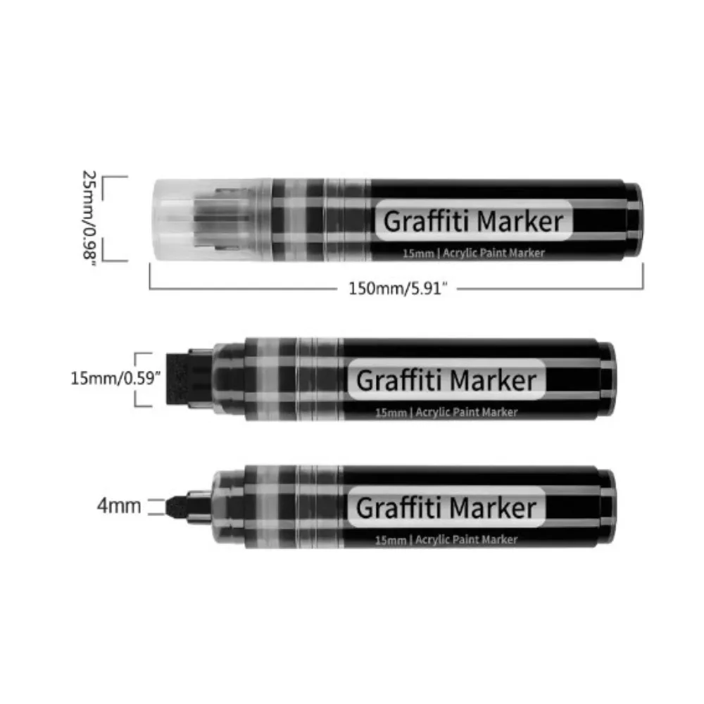 Portable Plastic Marker DIY Non Fading 15mm Wide Tip Large Acrylic Paint Pens Wear Resistant Large Acrylic Pen Student