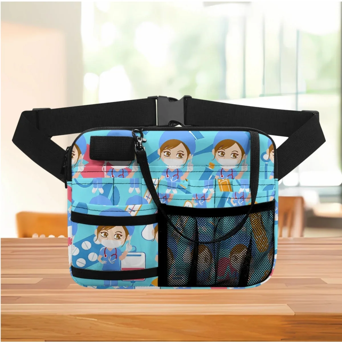 Cartoon Nurse Medical Healthcare Designer Ladies marsupio Hospital Work Multi-Pocket portautensili portautensili Organizer Pouch