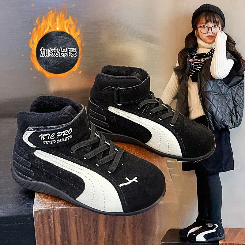 

Детская повседневная обувь, кроссовки, зима 2024, ботильоны для мальчиков, модная удобная детская нескользящая прогулочная теплая хлопковая обувь, размеры 26–36