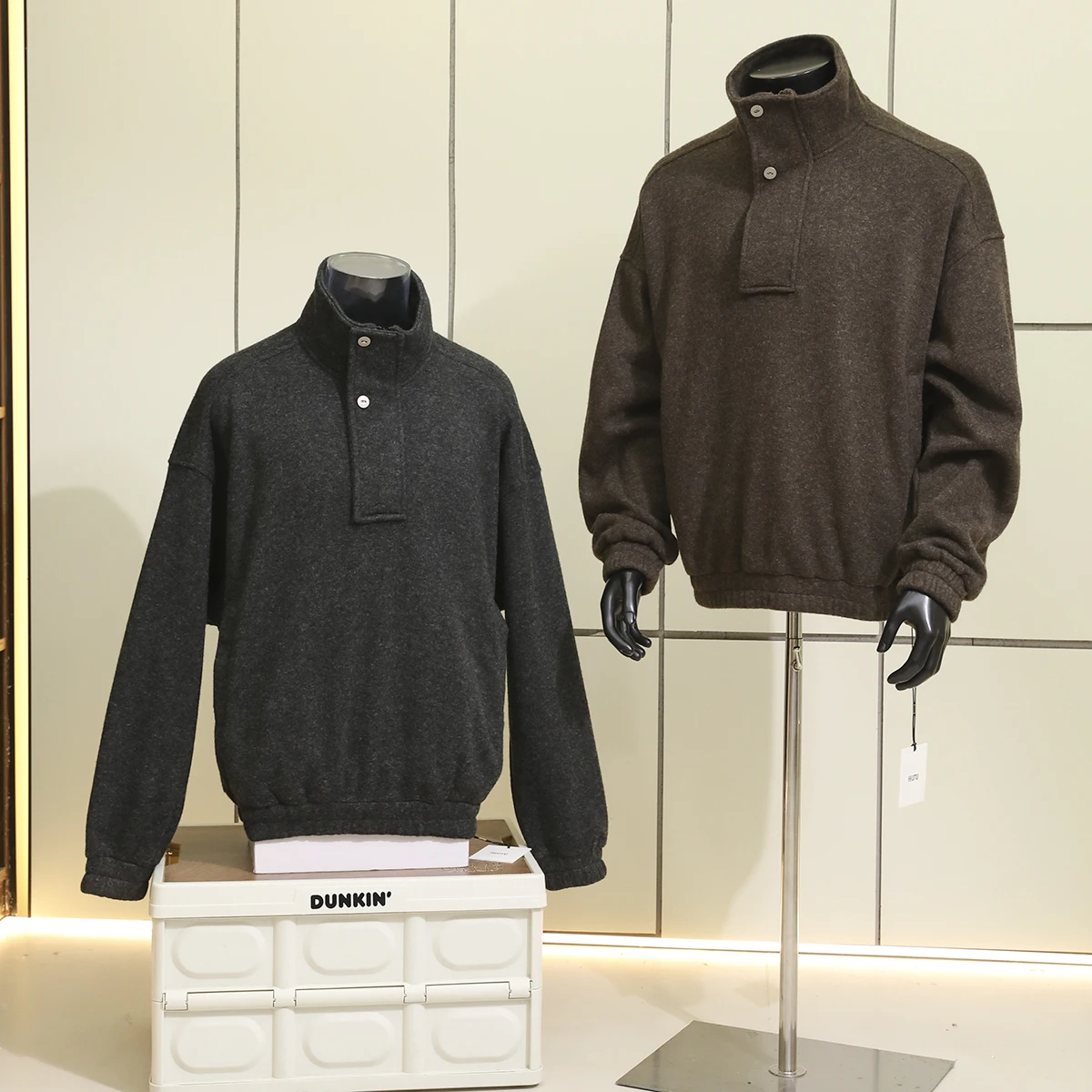 

Italian Vintage Series Men's Wool Blend Fce Lined Stand Collar Sweatirt 3D Silhouette Autumn Winter Lazy Luxury Feel