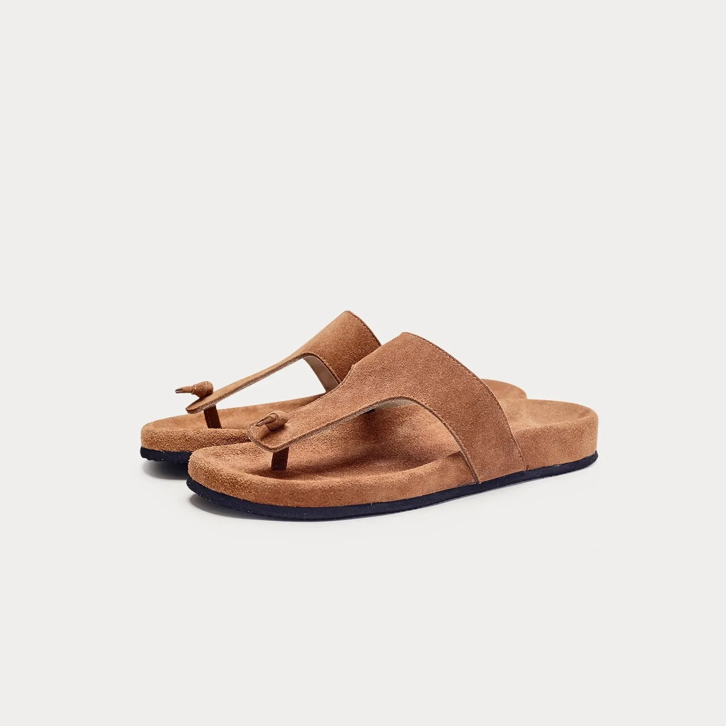 Man Slippers Genuine Leather Suede Slides Outdoor Flip-Flops Beach Fashion Buckle Men's Sandals Luxury Designer Shoes For Man