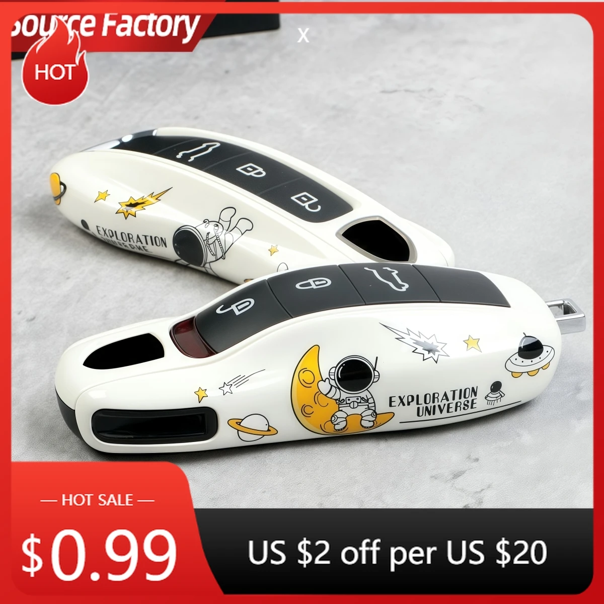 

Car Stickers Car Key Modification Protective Case Suitable for Porsche Macan/Panamera/718/Cayenne/911 Astronaut Key Case Pr