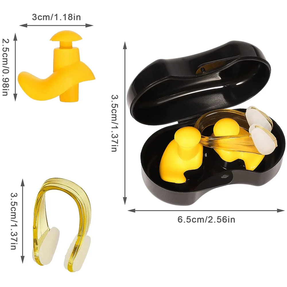 Swimming Nose Clip Ear Plug Set W/ Box Environmental Soft Silicone NoseClip & EarPlugs for Kids Adults Beginner Swimming Diving