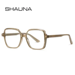 SHAUNA Fashion Women Luxury Glasses Frame Spring Hinge Square Men Clear Anti-blue Light Eyewear Retro Rivets Optical Frame