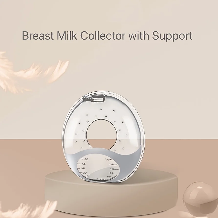 BPA-Free Silicone Breast Milk Collector Set - 2 Soft Nursing Cups with Stand & Scale, Portable Nipple Saver for Breastfeeding