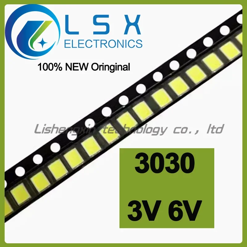 100pcs 3030 Reparação LED LCD TV Backlight Beads 3V 6V luz branca fria