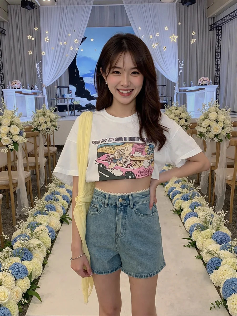 Pantaloncini da donna a vita alta con piega trasparente, effetto caldo professionale, giuntura, pantaloni termici, con volant di nicchia britannica