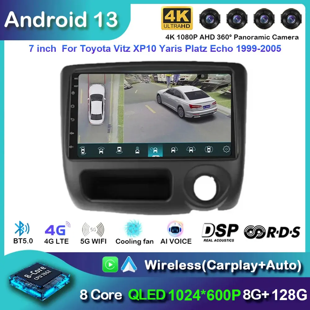 Android For Toyota Vitz XP10 Yaris Platz Echo 1999-2005 Stereo Carplay Autoradio GPS Navigation Car Radio Multimedia No 2din DVD