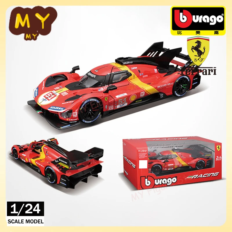 

In-Stock Bburago 1/24 Ferrari 499P LMH #51 Ferrari Model 2023 24h Le Mans Champion Ferrari Car Model Baking Paint Birthday Gifts