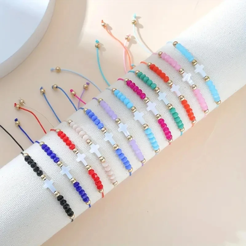 طقم سوار منسوج على الطراز البوهيمي ، مناسب للرجال والنساء ، هدايا مجوهرات ، 12 كروس كروس #2