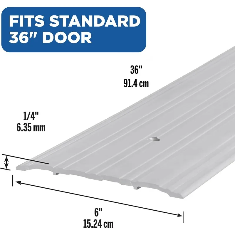 68627 Sturdy Aluminum Commercial Fluted Saddle Threshold, Mill Finish: Stylish Doorway Transition Draft Protection