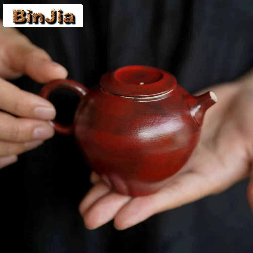 170Ml Hawthorn Red Stoneware Teapot Japanese Handmade Filter Pot Retro Tea Maker Kettle Set Supplies Decoration Collection
