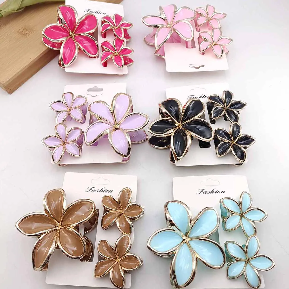 3/9 Teile/satz Blume Haar Clips Frauen Strand Urlaub Haar Klaue Stilvolle Shopping Kopfbedeckungen Weibliche Haar Zubehör – Detail 3