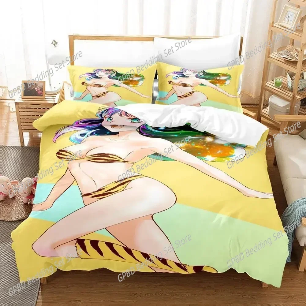 Urusei Yatsura Lum 3D Bedding Set Duvet Cover Pillowcases Single Twin Full Queen King Size Home Decor Quilt Boys Gift Quilt Cove 3