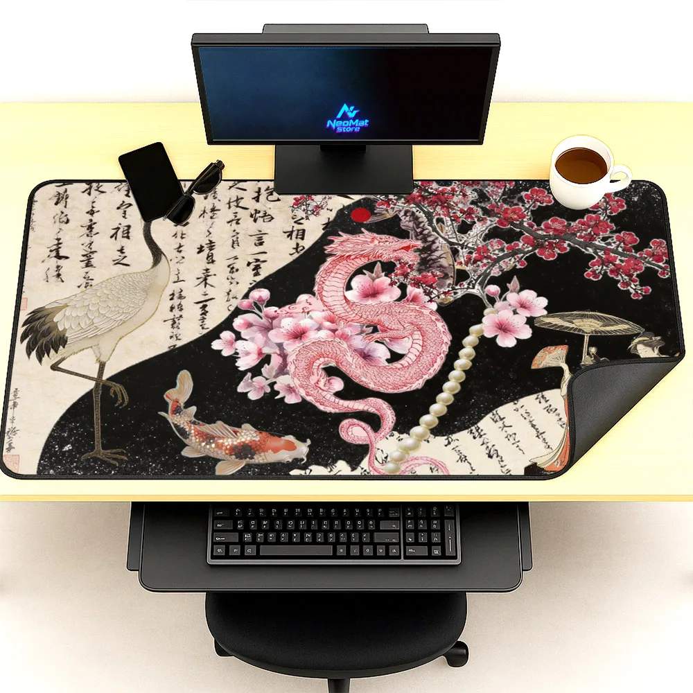 

Large Mouse Mat Sakura Chinese Dragon Mousepad Gaming Japan 1200x60 Cherry Blossom Mouse Pad 1300 Xxxl Aesthetic Carpet Office