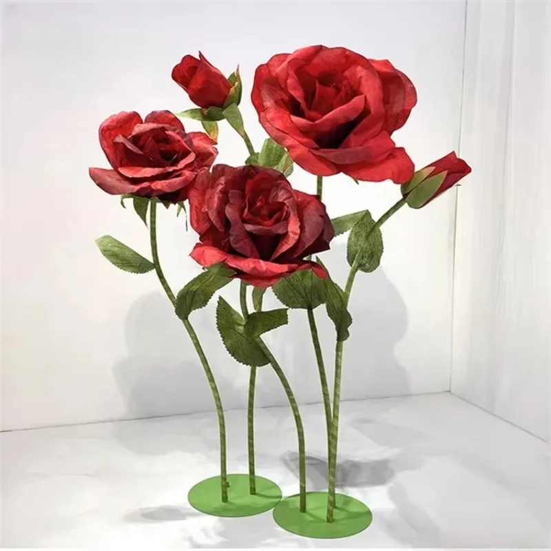 Wedding background decoration luxury modern large artificial paper flower set organza window display