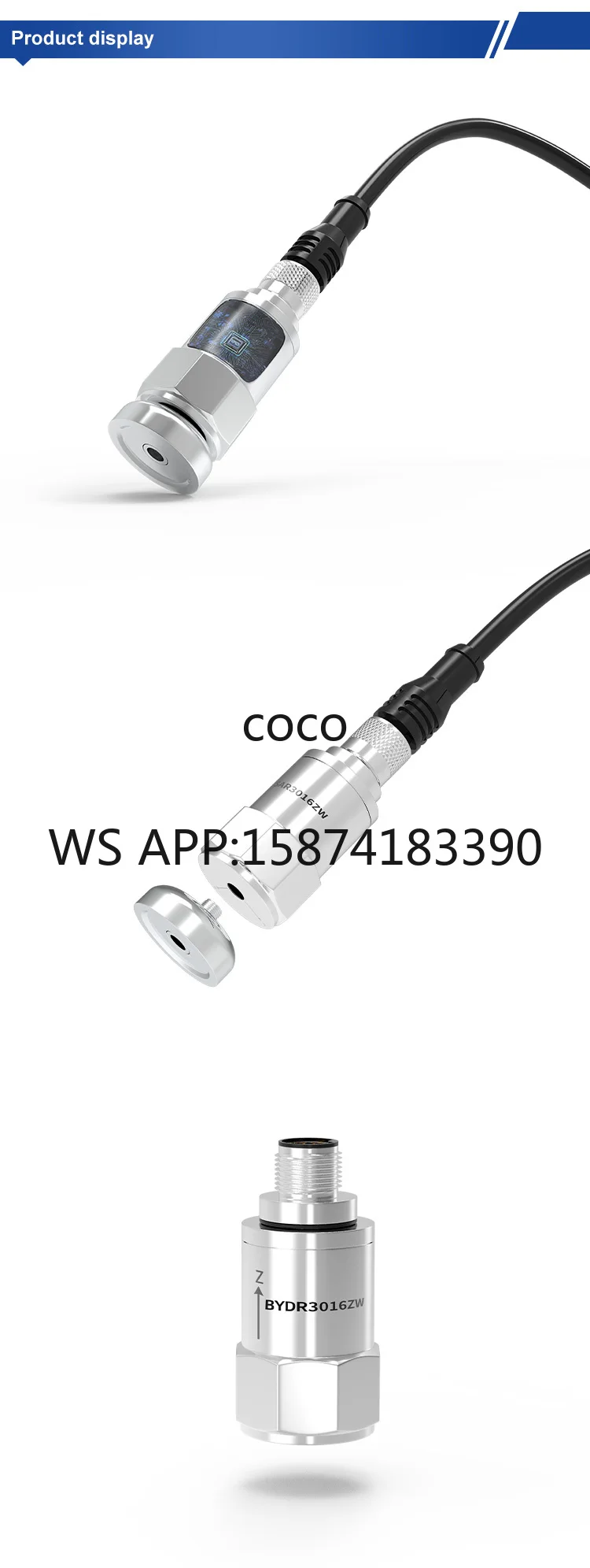 Tri-axial Vibration Temperature Composite Sensor BYDR3016ZW-2 with RS485 Communication Interface