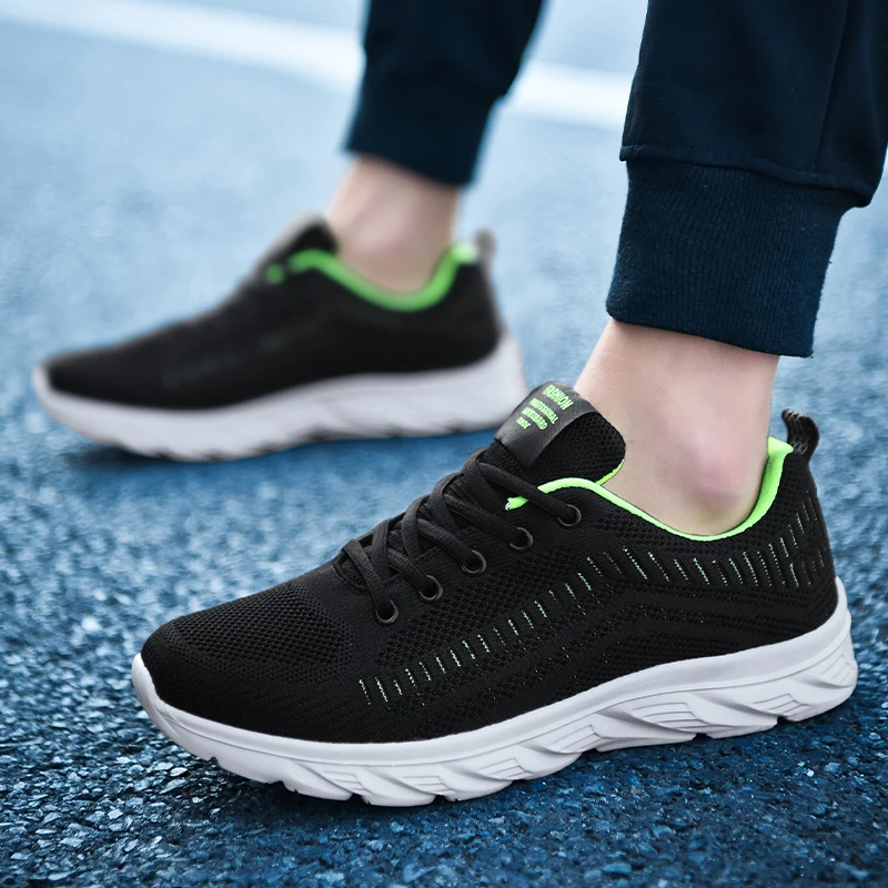 

Lightweight Men Casual Sport Shoes Summer Breathable Walking Knit Shoe Anti-slip Men's Flats Outdoor Athletic Running Shoes