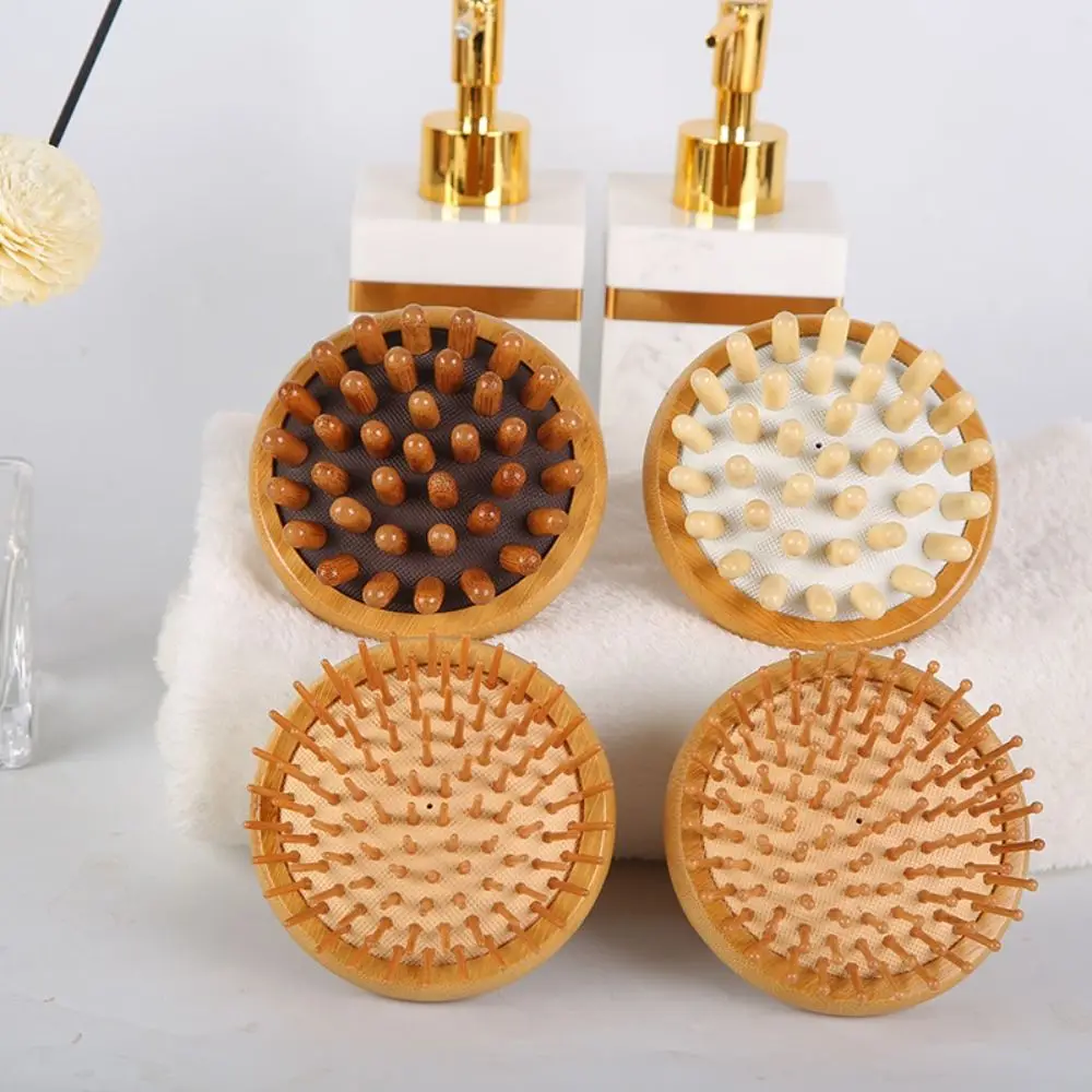 1Pc Handheld Air Cushion Massage Comb Portable Bamboo Scalp Massage Brush Anti-static Acupoint Meridian Brush Hair Accessories