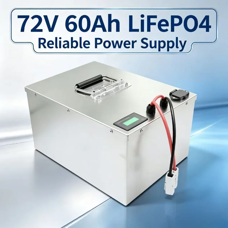72V LiFePO4 Battery 60Ah, Bluetooth APP BMS Lithium Battery Pack, Deep Cycle Power Battery for Electric Scooter, Motorcycle, Tri