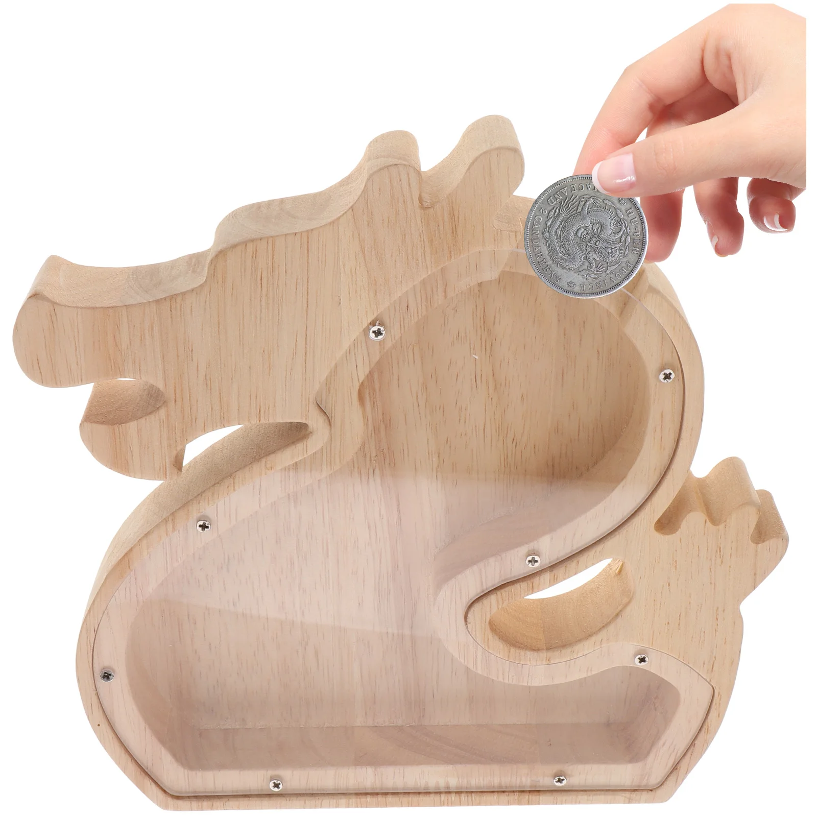 Tirelire Dragon en bois pour enfants, tirelire en forme d'animal avec fenêtre transparente, développe l'ab habitudes d'épargne, Non toxique