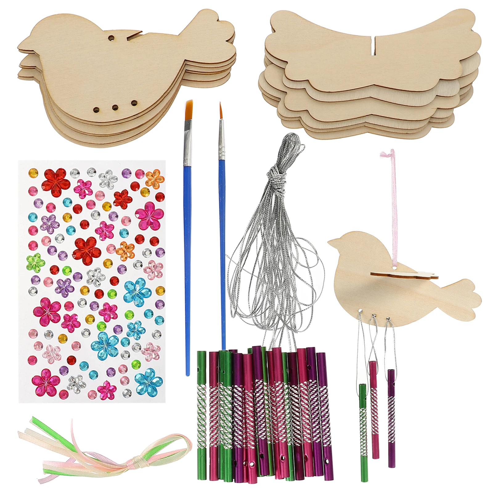 

1 Set Diy Wooden Kit Unfinished Wood Chimes For Crafts Outdoor Balcony Decor Hanging Bell Ornament Diy Chimes Wood Wind Chime