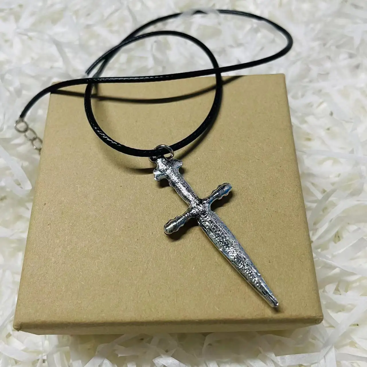 Godric Sword Model Pendant Necklace Box 2Pcs Set Horcrux Destruction Sword Halloween Cosplay Accessories Christmas Gift Present