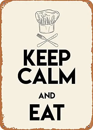 

Keep Calm and Eat Chef Hat Vintage Look Metal Sign Patent Art Prints Retro Gift 8x12 Inch