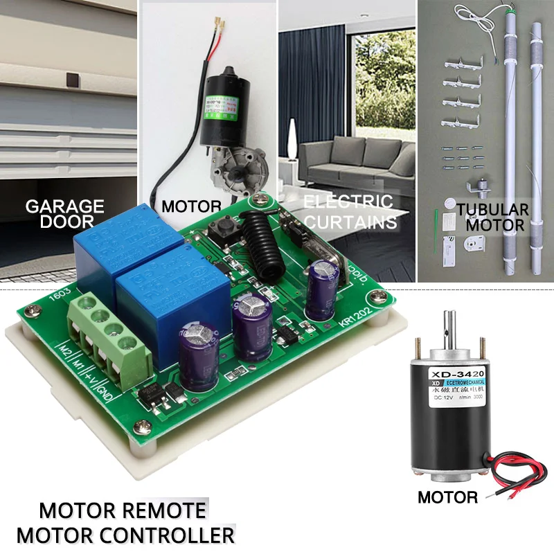 433MHz Universal Wireless Remote Control Switch DC 12V 2CH RF Relay Receiver Module and 500m Transmitter For Electric Motor