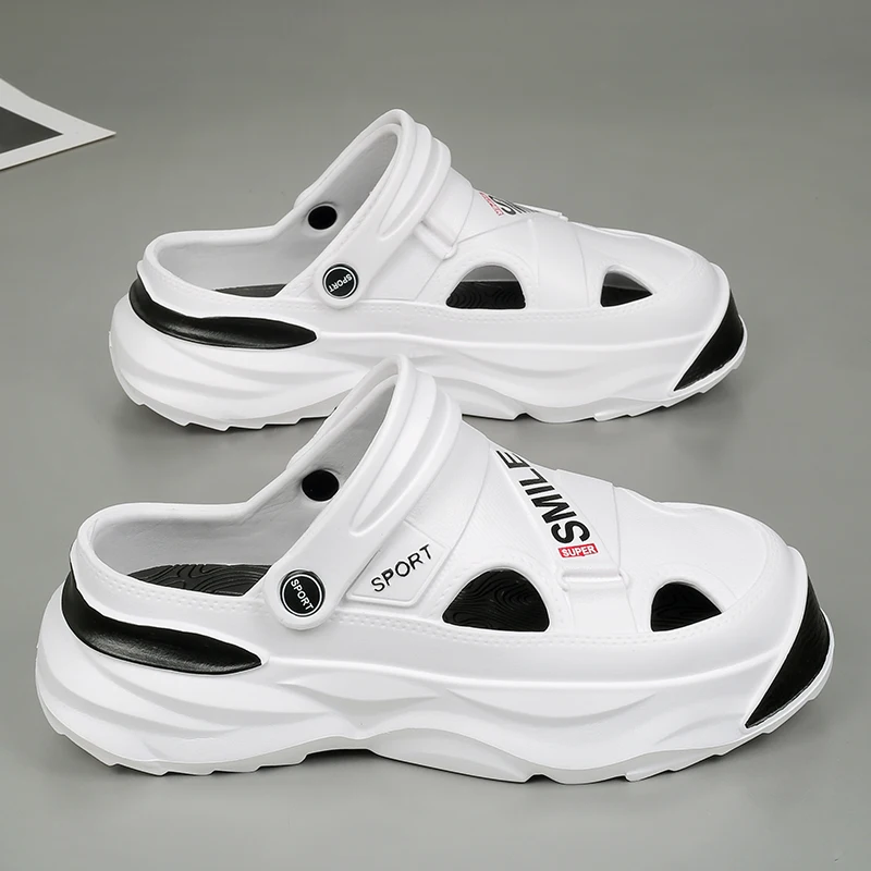 

Мужские пляжные сандалии 46 размера, модные уличные сандалии-шлепанцы для мужчин, удобные сабо с толстой мягкой подошвой, повседневная обувь для мужчин, садовые туфли