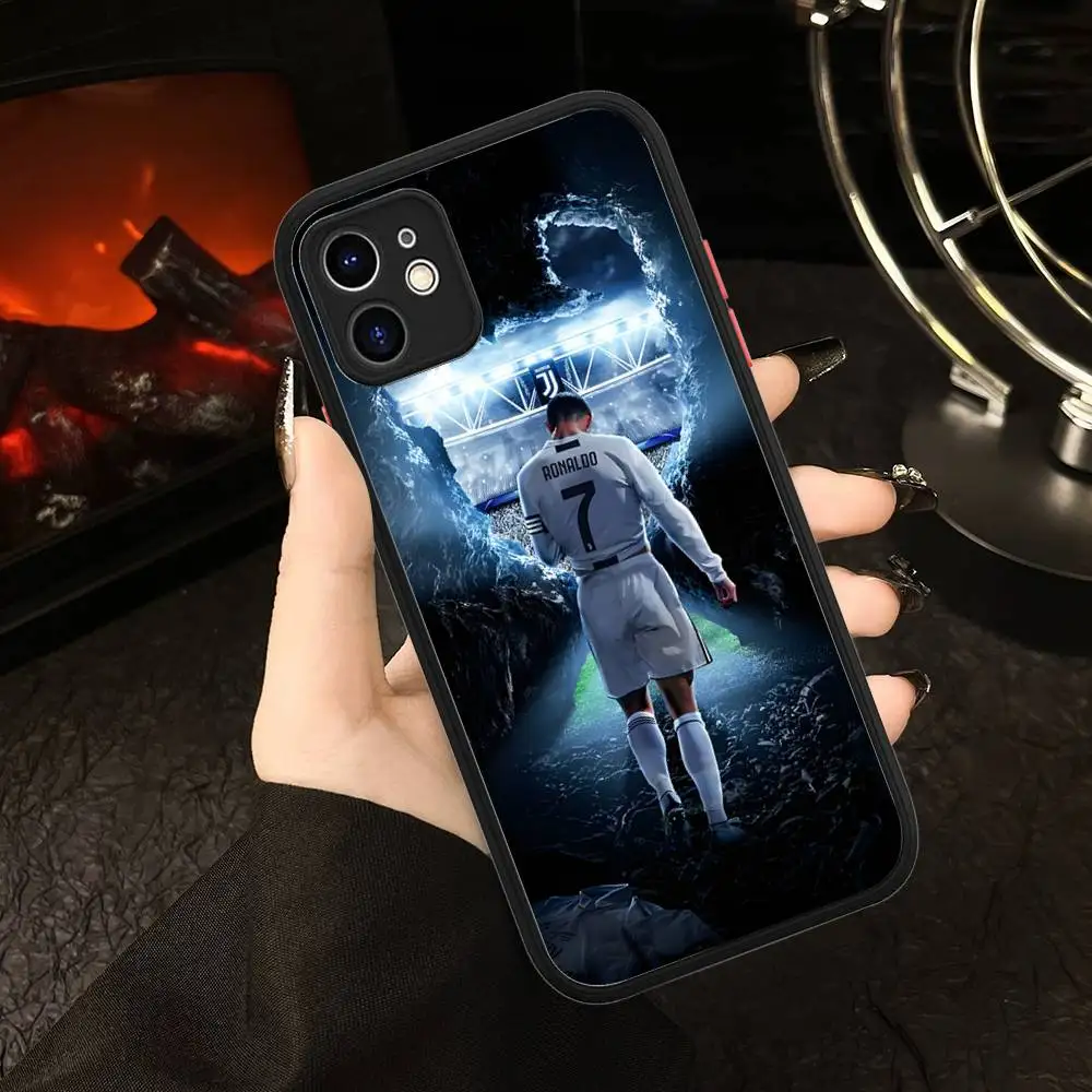كرة القدم ستار R-رونالدو Cr7 جراب هاتف آيفون 16 15 14 13 12 11 برو ماكس XS ماكس X زائد ماتي غطاء مقاوم للصدمات