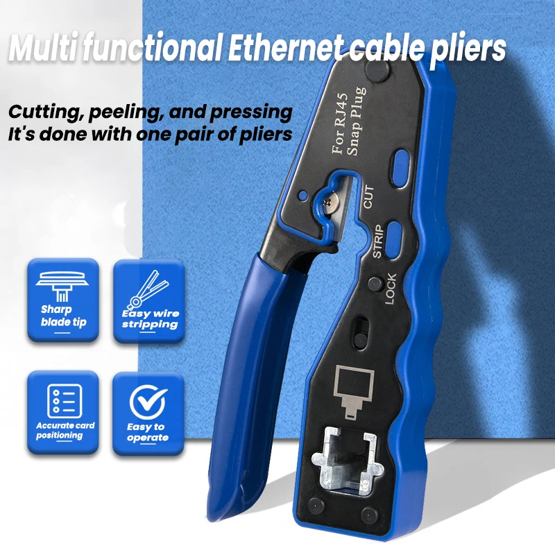 Crimper Network Tools Pressing Wire Clamp Tongs Clip Ethernet Cable Stripper Through-hole Connector Hand Tools