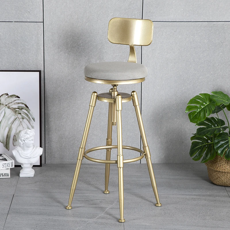 

Nordic Gold Adjustable Bar Stool Modern Minimalist Kitchen Island Chair with Backrest Single Bar Stool for Home