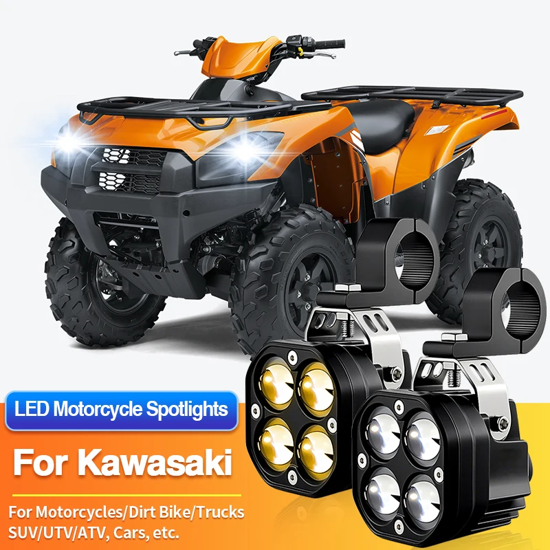 

1 Set Universal Motorcycles Headlight LED Fog Light 2-Color Spotlights for Kawasaki KX85/KX112/KX250/KX250X/KX450/KX450SR/KX450X