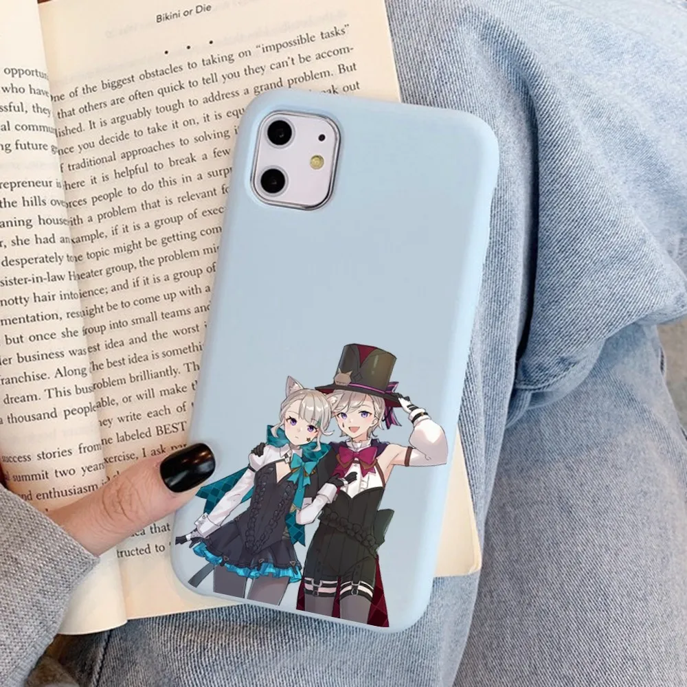 Lyney And Lynette Genshin Impact Phone Case for iPhone 14 11 12 13 Mini Pro Xs Max 8 7 6 6S Plus X XR Solid Candy Color Case