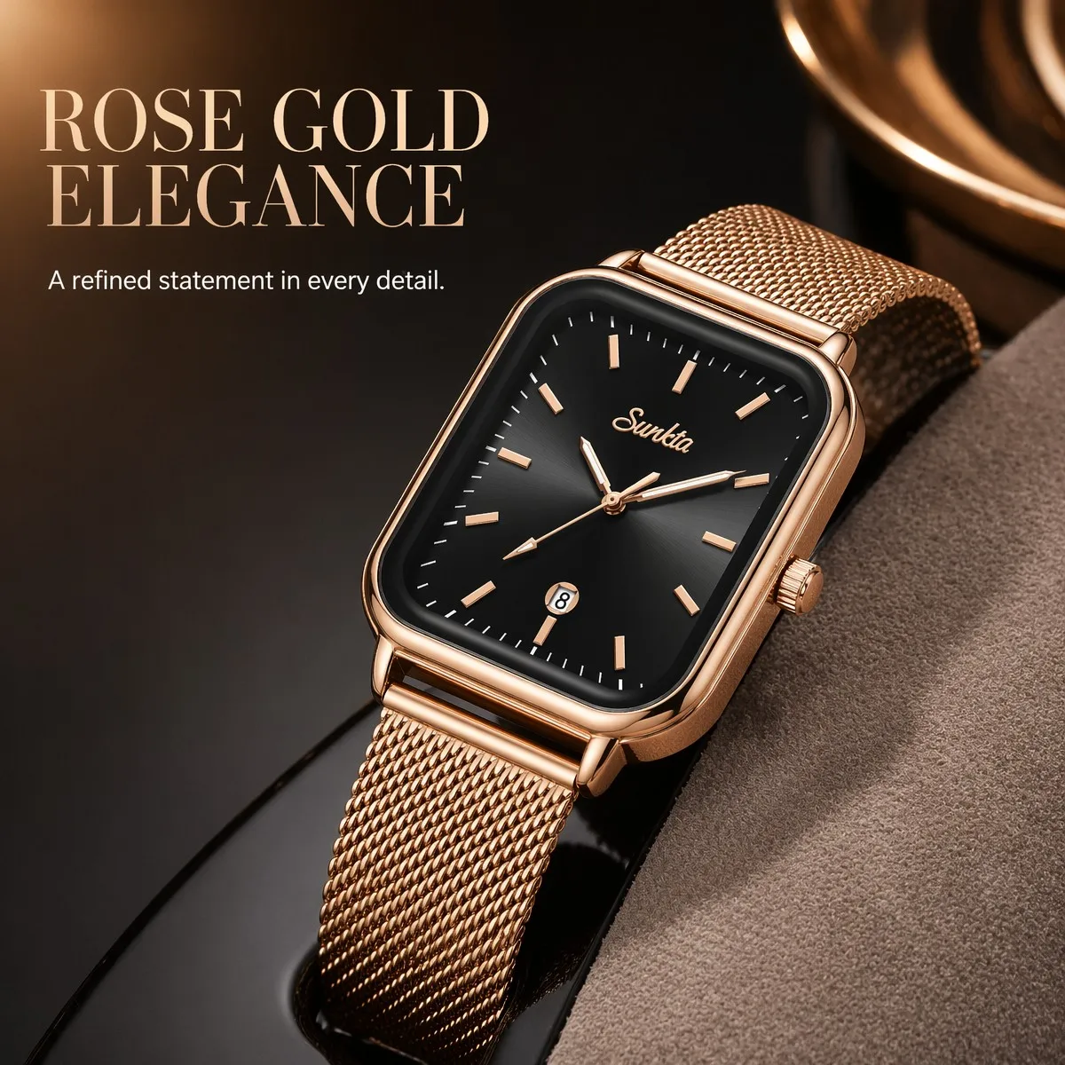SUNKTA 2026 Fashion Square Women's Watches Leather Strap Waterproof Luminous Women's Quartz Wristwatches With Gifts Reloj Mujer
