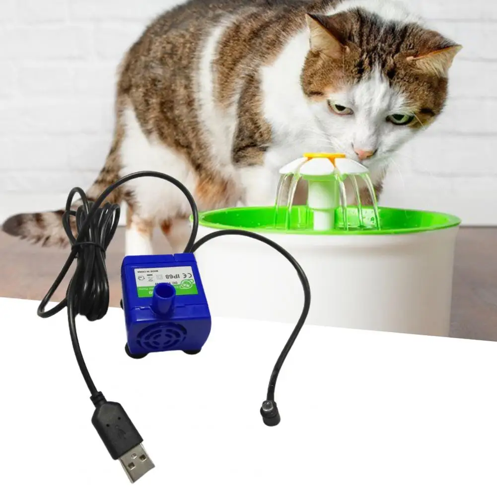 Helpful Water Fountain Pump Safe Mini Easily Cleaning LED Light Pet Cat Water Fountain Motor  Water Pump Splash-proof