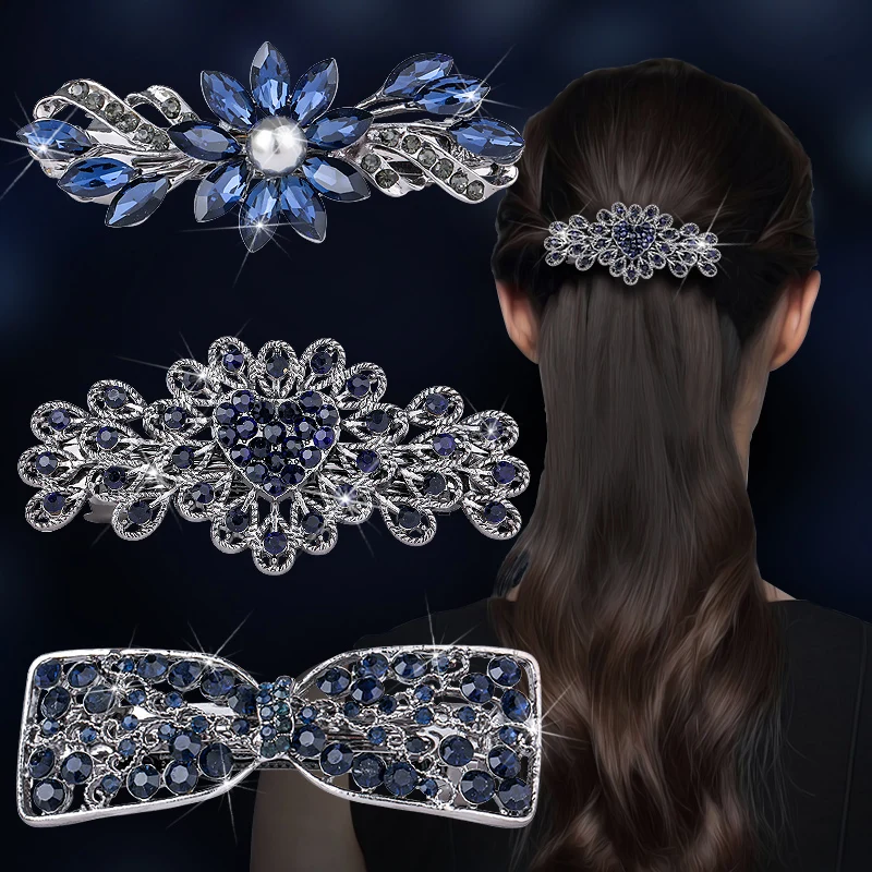 

Ele Small Knot Hair Clip for Women Spring Clamp Ba of Head Mom's Hair Clip Rhinestone Top Clip Faionable Ha...