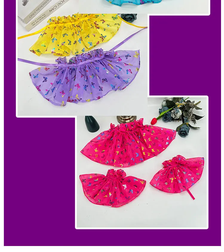 Pailletten-Schmetterlings-Print Tüll-Rüschenhalsmanschetten-Set Transparentes Netz-Karnevalskostüm für Party, Rave, Festival, Cosplay-Accessoires – Detail 7