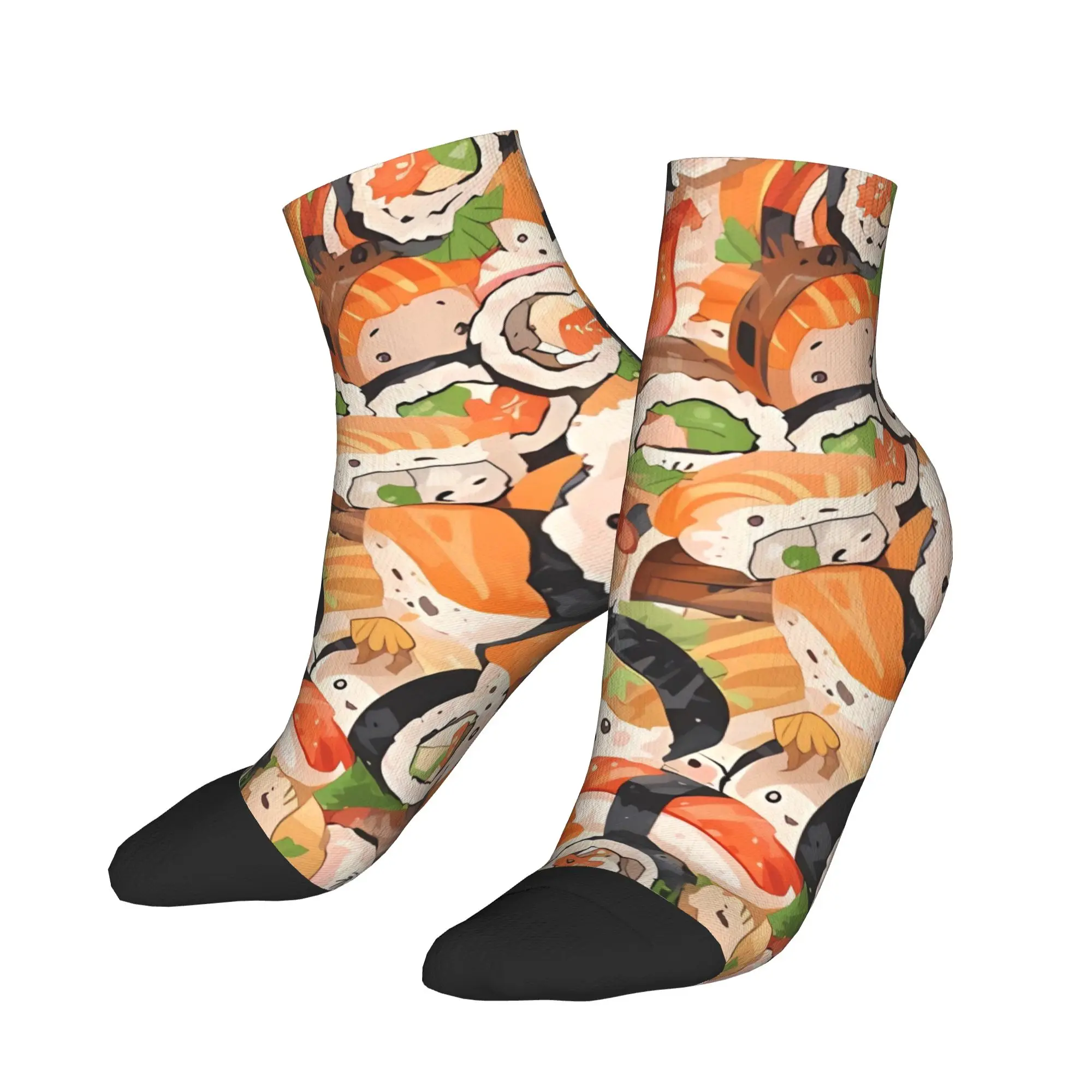 

Women Men Socks Dense Sushi and Cute Characters Pattern Fashion Soft Ankle Sock Summer Design Cycling Non Slip Socks