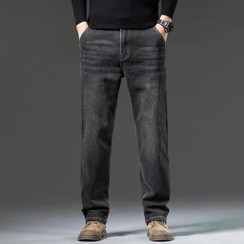 Men's Loose Straight Leg Jeans Retro Washed Elastic Casual Pants Suitable for All Seasons Versatile Pants 3
