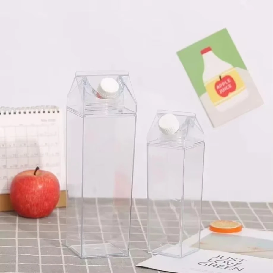 1 Stück 500/1000ml Bestseller Kreative Milchbox Transparenter Wasserbecher Frischer und praktischer Becher Einfacher Plastikbecher Milchbecher