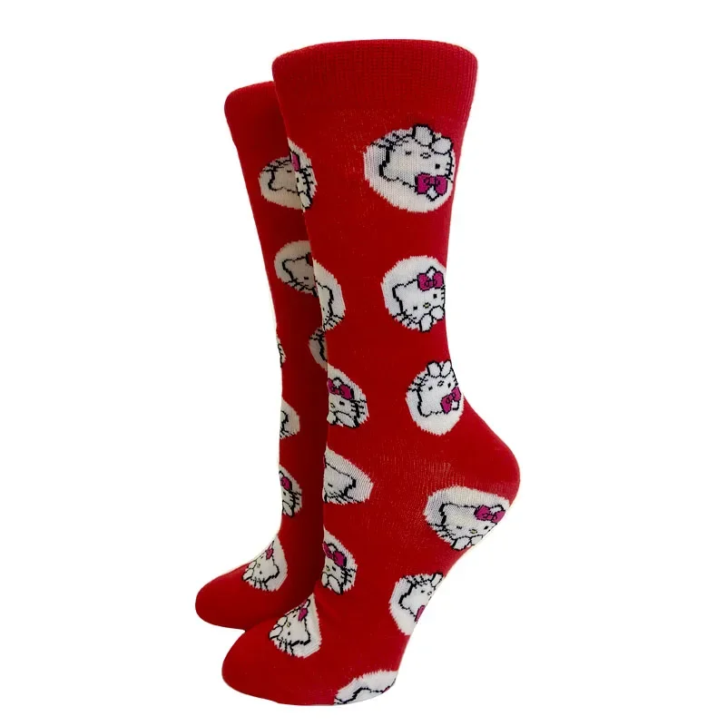 Anime nueva moda colorido divertido feliz Casual calcetines largos de mujer vestido Harajuku lindo dibujos animadosCatcreativeMenSocksSize35-45 calcetines de Yoga